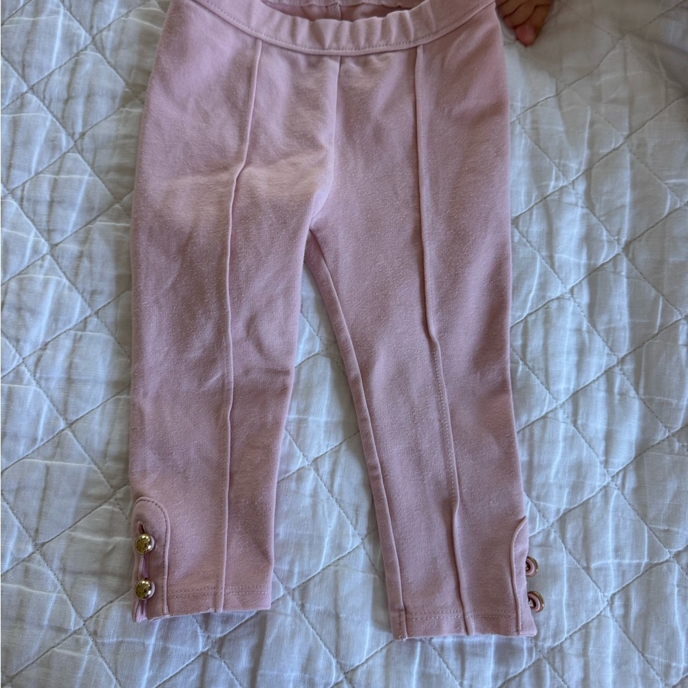 Janie & Jack Pink Kids Ponte Pants with Button Detail
